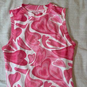 Pink heart crop top size medium